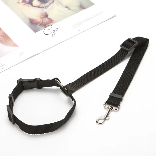 Solid Color Two-In-One Pet Car Seat Belt Nylon Lead Leash Backseat Safety Belt Adjustable Dogs Harness Collar Pet Accessories
